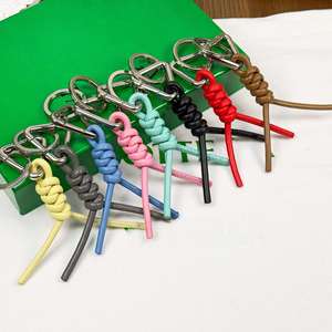 Simple Braided Leather Strap Keychain Minimalist Key Holder Durable Daily Use Bag Charm Fashion Accessory Gifts for Men Women - Product Image 1