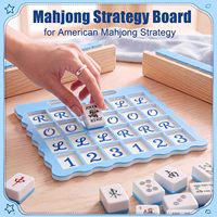 Mahjong Solo-Übungsbrett Tragbares Übungsbrett Solo-Spiel Amerikanisches Mahjong-Trainingsgerät mit 24 Kartenfächern Spiel (Blau)