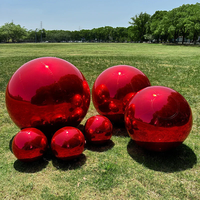 Décoration boule à miroir gonflable ballon miroir sphère miroir géant pour la fête boule rouge scellée grande boule brillante couleur rouge