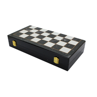 Jeu d'échecs en marbre 14 pouces feutre marbre Design bois échiquier métal pièces d'échecs figurines ensemble