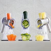 Rouleau alimentaire rotatif à main en acier inoxydable coupe-légumes déchiqueteuse de fromage râpe à fromage avec poignée de récipient