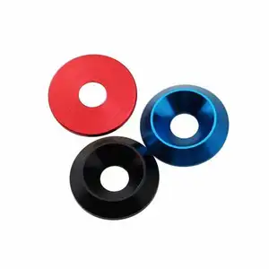 Metal aluminum colored anodized plain m4 m5 m6 m8 black aluminum cone washer conical cone cup countersunk cap washer