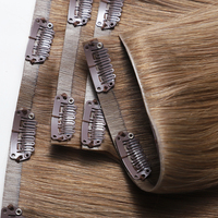 Fournisseur de trame de peau d'extensions humaines naturelles vierges invisibles à clip injectées de PU sans couture de cheveux européens à double tirage de luxe
