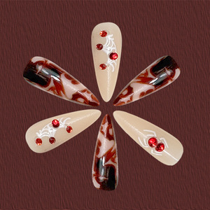 24 piezas europeas y americanas <span class=keywords><strong>de</strong></span> <span class=keywords><strong>Halloween</strong></span> brillante largo puntiagudo gota <span class=keywords><strong>de</strong></span> sangre 3D Diamante <span class=keywords><strong>de</strong></span> sangre araña roja prensa en las <span class=keywords><strong>uñas</strong></span> - Product Image 2