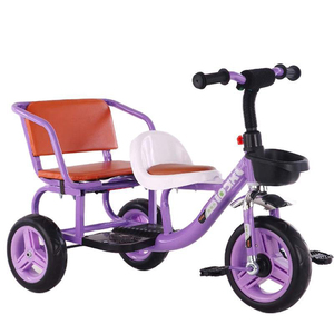Poussette Double Enfant Age Different Tricycle Tandem Pour Enfants - Double Siège, Anti-renversement, Roues Caoutchouc - 2-8 Ans - Avec Toit Et Cloche Tricycle Enfant