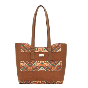 Bolso Tote de Yute para Mujer Fana Elio, 31x30x9 cm, Patrón Geométrico, Estilo Bohemio, Uso Diario, Ecológico, Vegano - Product Image 3