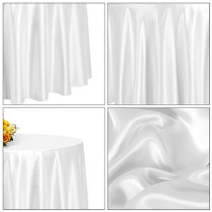 Printed White <b>Round</b> <b>Table</b> Cloth Custom Logo Satin Luxury <b>Tablecloth</b> Cover <b>for</b> Wedding - Product Image 3