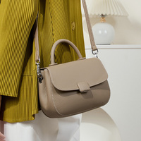 Sac à Main en Cuir Pleine Fleur Structuré à Rabat avec Anse Supérieure pour Femme pour le Travail et Usage Quotidien