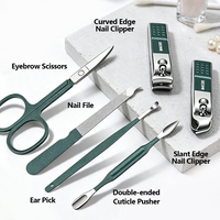 Outils professionnels pour les ongles, kit de manucure et de pédicure 6 pièces, ensemble de manucure et de pédicure de voyage avec étui de voyage noir