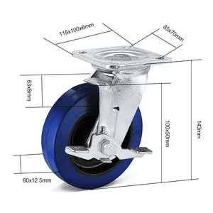 Blue <span class=keywords><strong>Heavy</strong></span> <span class=keywords><strong>Duty</strong></span> 6 Zoll industrielles Rollen rad Schwenk wagen Gummi bewegliches Rad für Lager werkstatt - Product Image 6