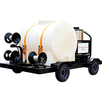 KOHLER 14HP Mesin Cuci Tekanan Air Panas Berbahan Bakar Bensin yang Dipasang di Trailer 4000PSI 15L/mnt Berpemanas Diesel 96 ° Tangki C 245 Galon