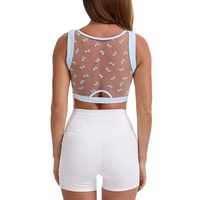 SILVERWIND Ensemble de yoga 2 pièces pour femme : Crop top dos nageur avec imprimé nœud transparent et short taille haute sans couture respirant pour l'entraînement