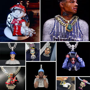 Propaganda Gambar Pribadi Kustom Iced Out 3D Kartun Kepala Potret Liontin Y2K Metaverse Hip Hop Perhiasan - Product Image 2