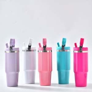 Gobelet isotherme de voyage 30oz mat pour sublimation, avec poignée et couvercles, bouteille d'eau avec poignée et paille, entrepôt USA - Product Image 2