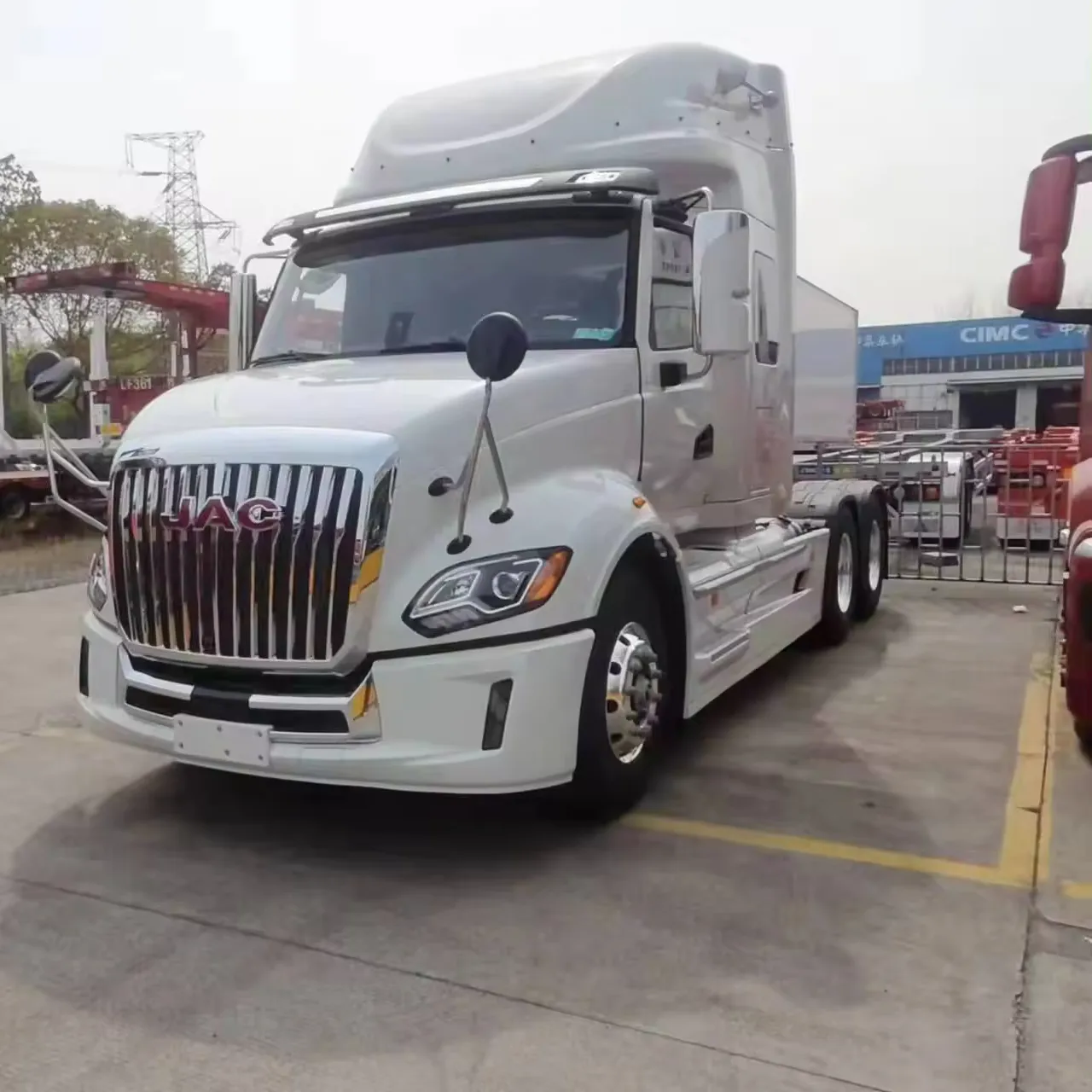 Jac Camion Lourd Jac Tracteur Camion JAC gelfa V7 Tracteur Américain à Tête Longue Type Semi-Remorque Tête de Remorque Camion Lourd Blanc