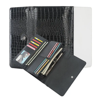 Grosir kosong sublimasi gaya panjang wanita PU kulit pola domba dompet Unisex pola buaya dompet dompet
