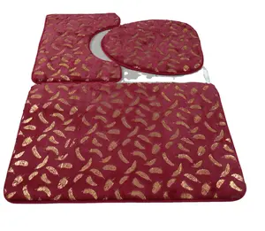 Promotionele Kwaliteit 3 Stuks Badmat Set Bronzing Ontworpen Anti-Slip Toiletmat