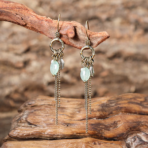 Boucles d'oreilles pendantes vintage à pampilles en quartz rose serti clos, plaqué or rose, pour femme, à porter au quotidien, avec cristaux - Product Image 4
