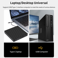 TISHRIC External Optical Drive CD DVD RW ROM USB 3.0 Type-C Cable Portable Drive Plug and Play Compatible for Desktop Laptop