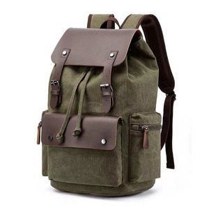 Custom 2025 Vintage Large Travel Bag Thick Canvas Drawstring School <b>Backpack</b> <b>Waterproof</b> Anti-theft Laptop <b>Backpacks</b> - Product Image 1