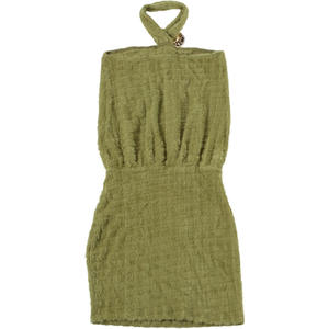 Viviblook Z327DS01 Women Summer Dress New Casual Sexy Street Solid Color Sleeveless Halter <b>Mini</b> Bodycon Dress - Product Image 6