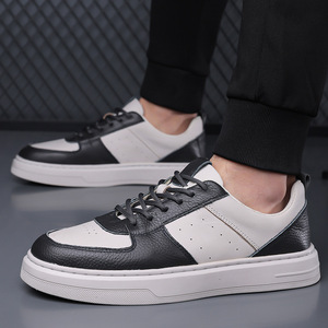Men's White <b>Sneakers</b> Top Grain Cowhide <b>Leather</b> Low Heel Breathable Office Casual Wear - Product Image 4