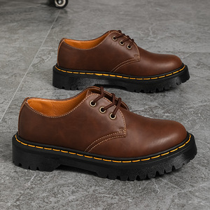 Scarpe Casual da Uomo Vintage con Suola Spessa in Pelle <span class=keywords><strong>Crazy</strong></span> Horse, Suola a Spugna, 3 Fori, Allacciatura Impermeabile - Product Image 4