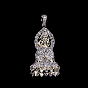 Pendentif Seigneur Bouddha en or massif jaune 14 carats avec diamant cultivé en laboratoire 4,6 ct - Product Image 4
