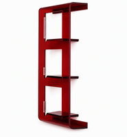 Étagère verticale en acrylique rouge avec 3 niveaux pour livres, magazines, cosmétiques et organisation de boutiques