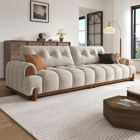 Canapé de salon de haute qualité en tissu crème avec pieds en bois, canapé moderne confortable au design élégant pour la maison