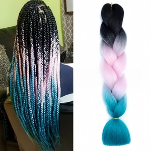 Estensioni per <span class=keywords><strong>Capelli</strong></span> Sintetici Tinti a Trama Singola, Vendita all'Ingrosso di <span class=keywords><strong>Trecce</strong></span> <span class=keywords><strong>Africane</strong></span> Jumbo <span class=keywords><strong>con</strong></span> Lunghezza Personalizzabile - Product Image 2