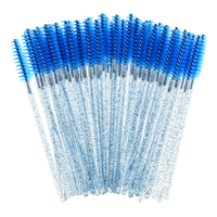50 brosses à cils en cristal avec manche diamanté, applicateurs de mascara, pinceaux cosmétiques portables jetables en nylon