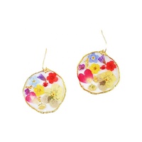 Nouveau Simple Style Punk Art abstrait géométrique boucles d'oreilles vraie fleur pressée avec crochet de visage mode goutte oreille bijoux