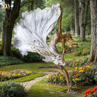 Statue de ballerine en bronze sculptée à la main grandeur nature pour jardin, décoration de patio, sculpture de danseuse de ballet