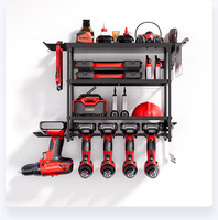 Organisateur d'outils électriques Support mural avec station de charge Support de perceuse sans fil 4 couches 6 fentes avec support de meuleuse d'angle