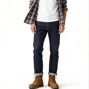 Jeans de marque <span class=keywords><strong>501</strong></span> Broderie sur la poche arrière <span class=keywords><strong>Coupe</strong></span> <span class=keywords><strong>droite</strong></span> classique Style japonais Denim indigo vintage brut avec logo - Product Image 1