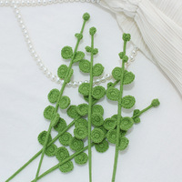 Bouquet de fleurs artificielles en eucalyptus romantique, tricoté à la main au crochet, pour la décoration de mariage et de la maison