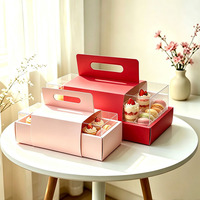 Boîte cadeau pour desserts avec fenêtre transparente pour gâteaux, macarons, cupcakes, pâtisseries, à emporter, pour fêtes, célébrations, emballage