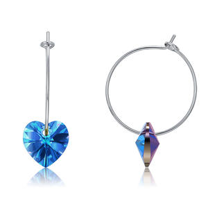 Zirkon Creolen 925 Sterling Silber Schmuck Mode Faden hängen lange Ohrringe lieben Herz für Frauen Geschenks chmuck - Product Image 6