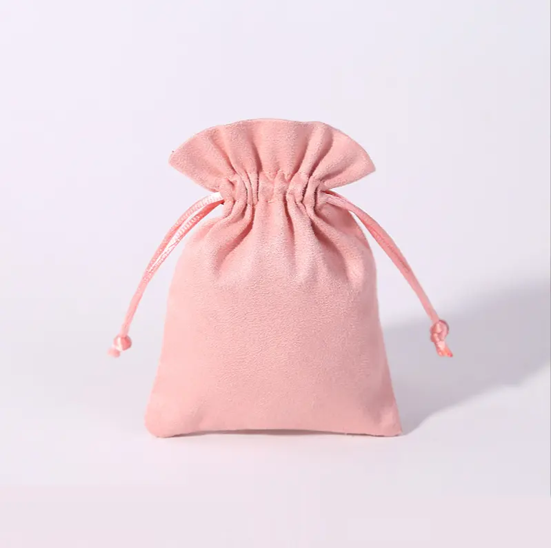 Bolsas de regalo de Joyería Al por mayor bolsa de joyería de terciopelo de gamuza personalizada con logotipo