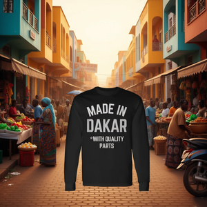 Maglietta a Maniche Lunghe Made in Dakar con Parti di Qualità, Maglietta Promozionale - Product Image 3