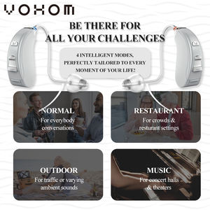 מכשירי שמיעה דיגיטליים מקצועיים משופרים בינה מלאכותית, מגבר אוזניות סדרה 702, הפחתת רעשים, 8 ערוצים, <span class=keywords><strong>4</strong></span> מצבי איקוולייזר, דו-אוזניים - Product Image 2