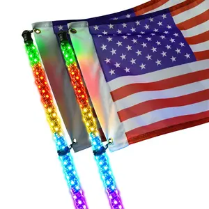 Hors route lumières 2 pièces 4FT LED drapeau lumières spirale pliable RGB + IC chasse couleur antenne pôle drapeau lumière