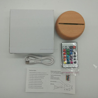 Télécommande à piles ronde noir blanc effet bois craquelé veilleuse base 3D veilleuse LED base de lampe pour acrylique