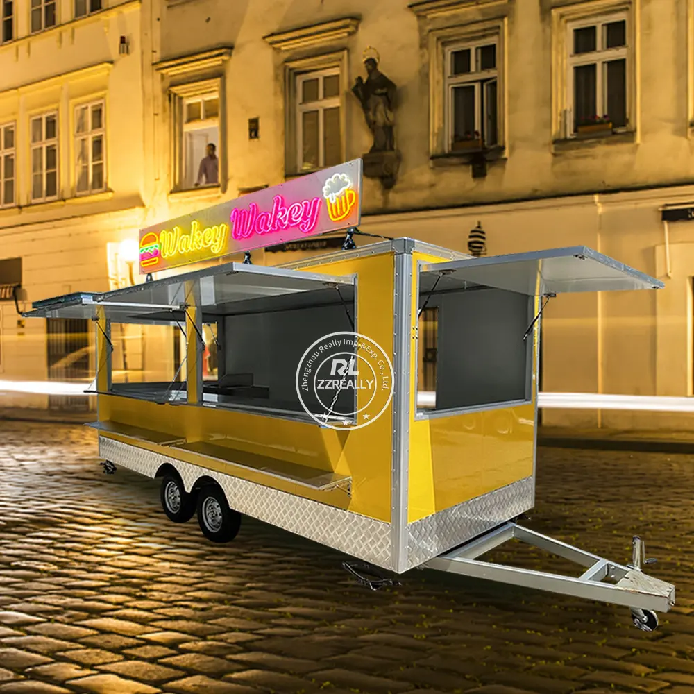 CE DOT Concession Food Trailer Café Food Truck 480 Cm Extérieur BBQ Street Mobile Catering Chariots à vendre
