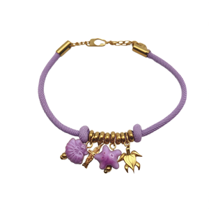 Fashion Charm <b>Bracelet</b> Purple <b>Rope</b> Gold Plated Charms Sea Theme Adjustable - Product Image 2