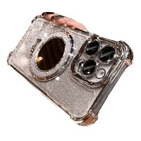 Coque de téléphone antichute en TPU à paillettes dégradées avec miroir de maquillage et support pour iPhone 17 Pro Max 16 Pro 15 Pro 14 Plus 13 12 11 Pro Max