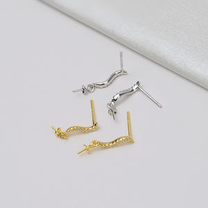 Boucles d'oreilles en argent S925 avec perles de 8-9 mm, JG5354, boucle d'oreille DIY et accessoires de support vide pour femmes, taille 4 mm - Product Image 2