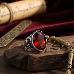 Oval Shape Garnet Gemstone Authentic <b>Men</b> <b>Ring</b> Turkish Wholesale Handmade 925 Sterling Silver for <b>Men</b> - Product Image 3