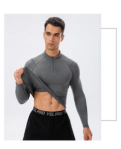 Chemises de sport actives à séchage rapide pour hommes avec logo personnalisé, col montant, manches longues, pull de course, sweat-shirt d'extérieur - Product Image 3